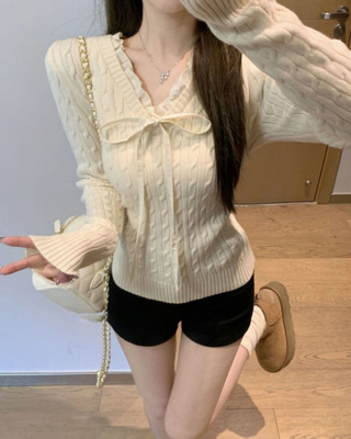 リボンレースニット