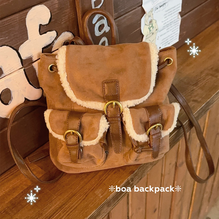 スエードボアバックパック｜バックバッグ・スクールバッグ｜韓国