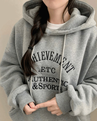 아방 자수 레터링 박시 루즈핏 겨울 긴팔 기모 후드티 후드 맨투맨