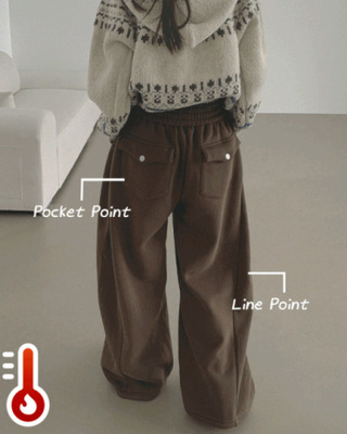 3XL백포켓 양면 기모 폴딩 롱와이드 밴딩 팬츠