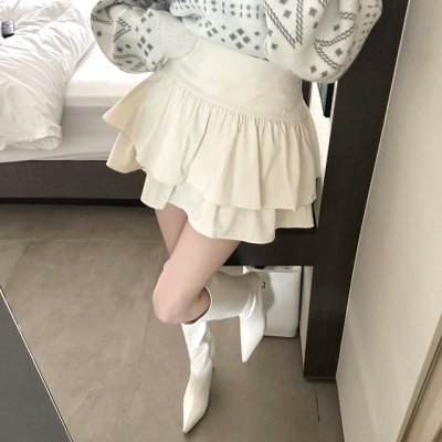 鮭ごはん　　デニム　フリルティアード　ミニスカート フリルティアードミニパンツスカート｜ミニスカート｜韓国ファッション