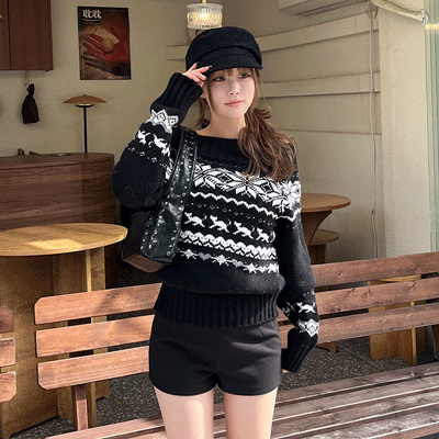 노르딕 오프숄더 니트