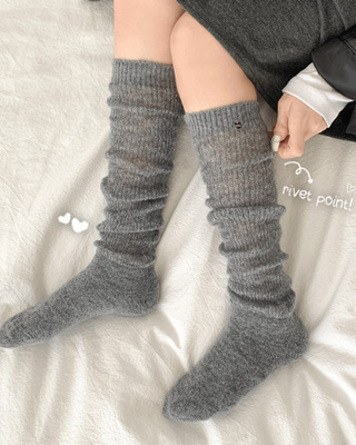 미코 리벳 니트 니삭스 워머 롱 양말