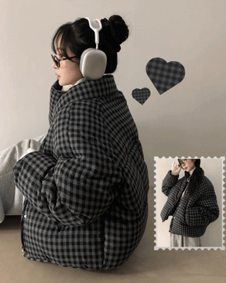 チェックストリングダウンジャンパー