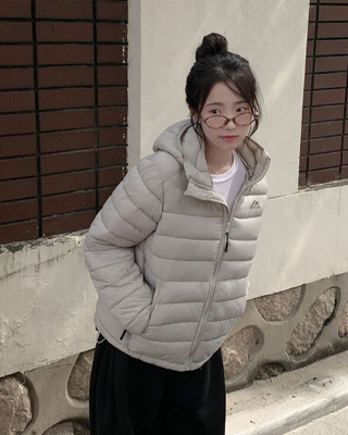 3일만특가 리케 퀄팅 자수 후드 경량패딩 패딩 스트링 웰론 집업패딩