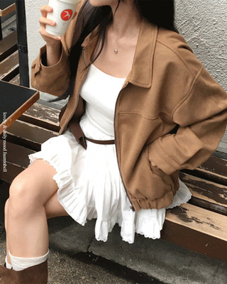 スエードセミクロップバンディングジャンパー