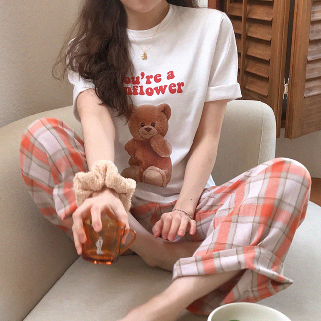 テディベアプリント半袖Tシャツ