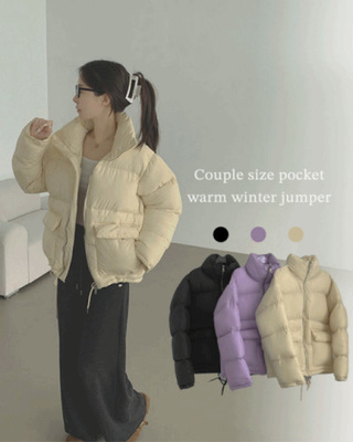 하이넥 빅포켓 고퀄리티 루즈 커플 도톰 패딩