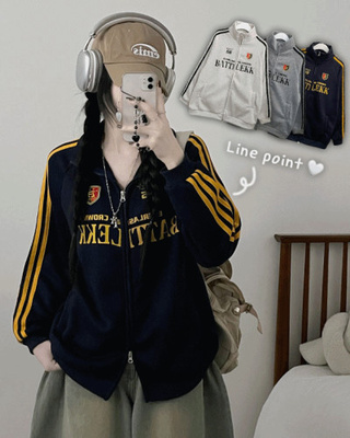 기모선택56트랙라인프린팅레터링투웨이박스핏집업