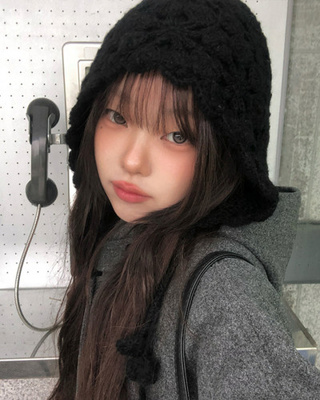 フラワーニットボンネット帽子