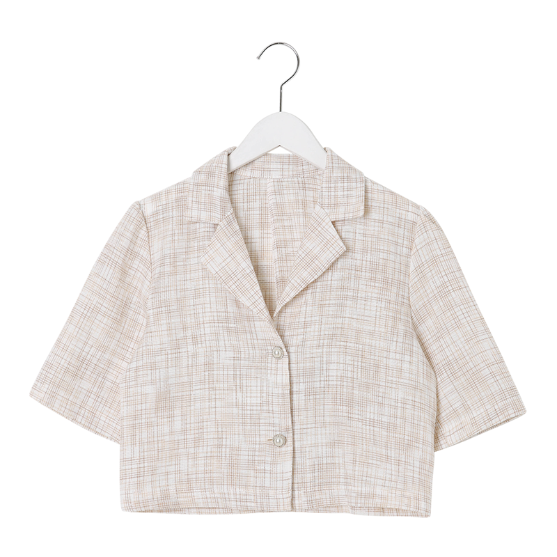 Sona チェック柄クロップ半袖ジャケット 10代 代女性ファッション韓国通販