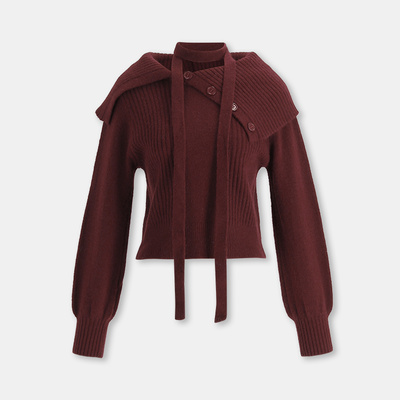 【タイ付き】ビックカラーオフショルニット