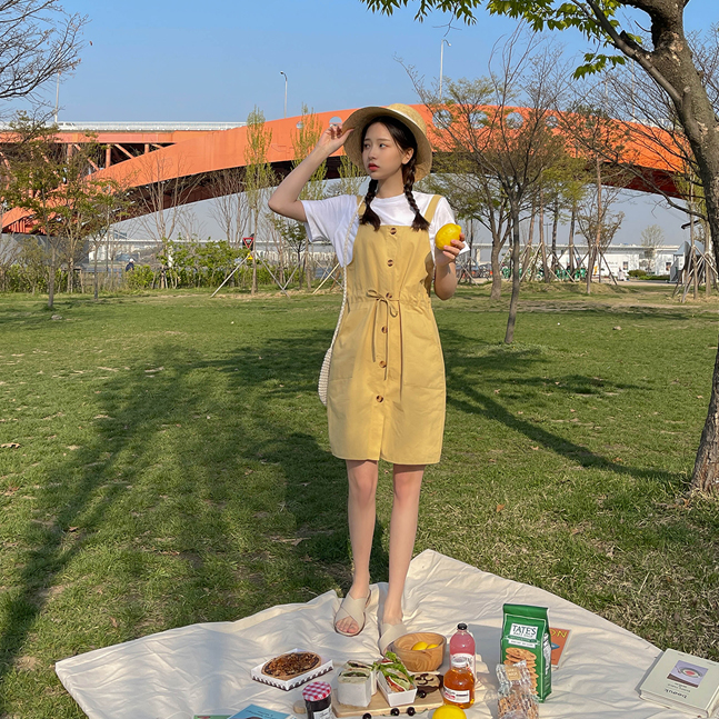 Sona 半袖ｔシャツ サスペンダーワンピースセット 10代 代女性ファッション韓国通販