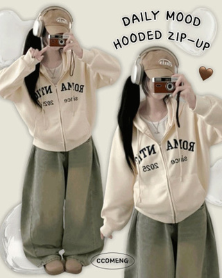 기모버전자수레터링벌룬오버핏기모후드집업