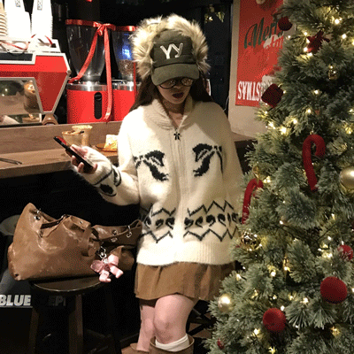 リボンジップアップカーディガン