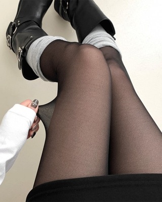 레이블 고탄력 슬림 시스루 롱 팬티 스타킹