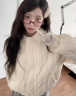 다올 패치 카라 경량 크롭 아방핏 숏 패딩 포켓 밑단밴딩 겨울패딩