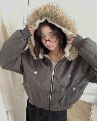 신유 전체퍼안감 버튼 루즈핏 패딩 점퍼 모자퍼탈부착