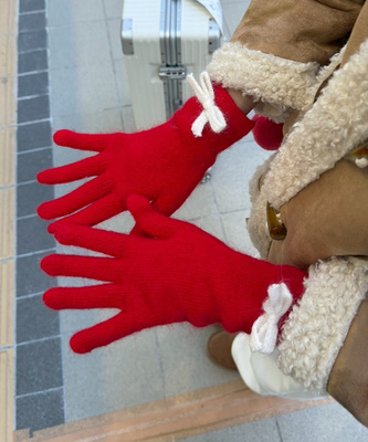 파스텔 리본 울장갑