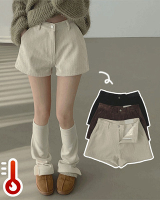 코듀로이 융털기모 세로줄 A라인 겨울 반바지