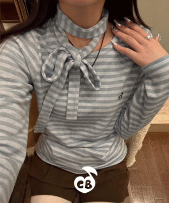 【❤️MADE/SET】 스카프 스트라이프 티셔츠