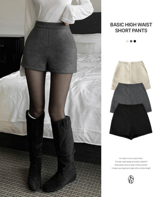 메이피 모직 사이드 지퍼 하이웨스트 숏 팬츠