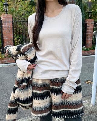 【起毛】ソフトラウンド長袖Tシャツ(6color)