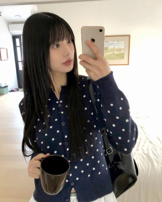 ラウンドドットニットカーディガン(5color)