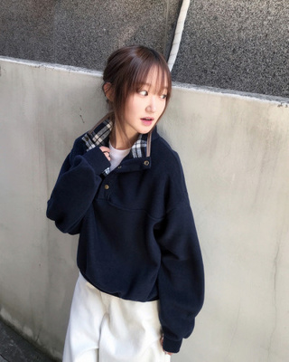 ハイネックチェックアノラックトレーナー