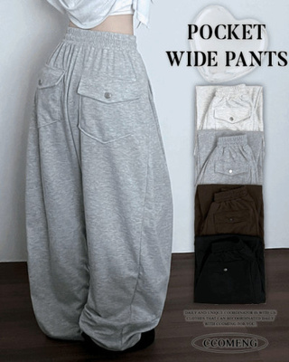 기모안감업트힙포켓트레이닝밴딩와이드롱팬츠