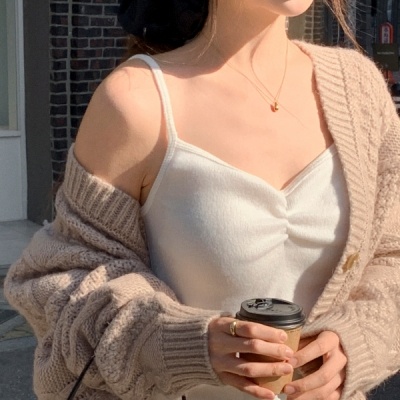 （ふわふわ♥／脱ぎたくない心地よさ／MDおすすめ）裏起毛シャーリングタンクトップ