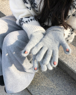 アンゴラフィンガーホールニット手袋(8color)