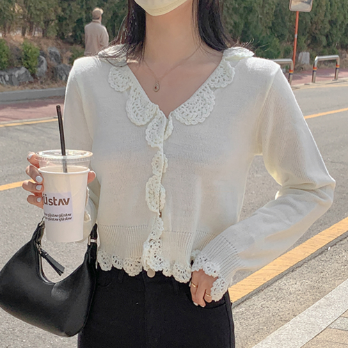 編みニットカーディガン