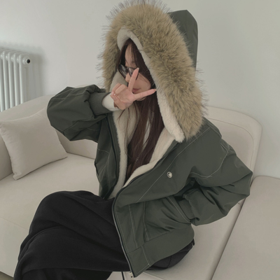 유니크 빈티지 퍼 탈부착 전체 안감 패딩 자켓