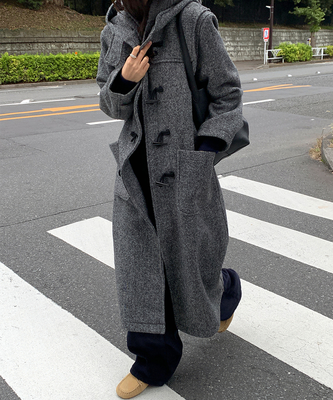 ウールフードロングコート
