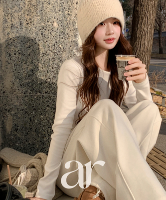 （裏起毛でぽかぽか／9色展開♥）   デイリーウィンター ラウンドネック 裏起毛 ラウンドヘムベーシックTシャツ