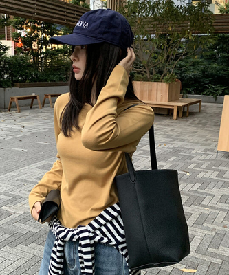 【起毛】ベーシックラウンド長袖Tシャツ(6color)