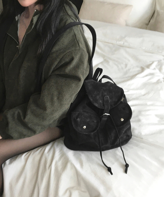 세루 포켓 복조리 스웨이드 가죽 미니 백팩