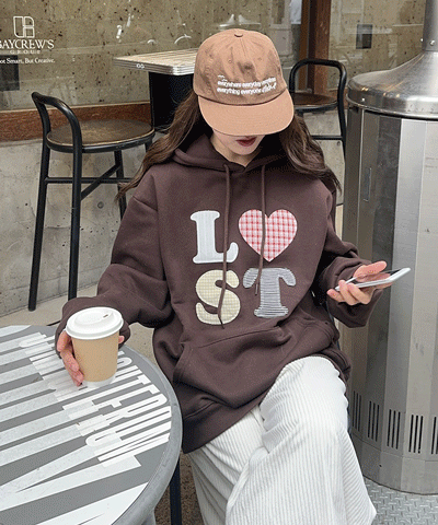 기모 자수 로스트 후드