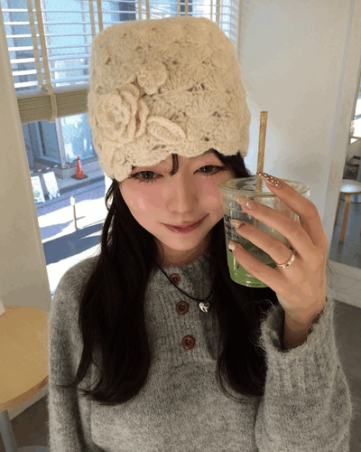 플라워 니트 비니