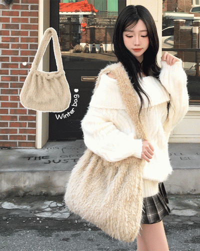 퍼글 푸들 퍼 털 크로스 보부상 숄더백 빅백