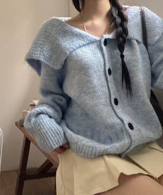 빅카라 세일러 자가드 가디건