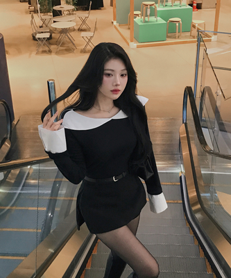 バイカラーシャツブラウス