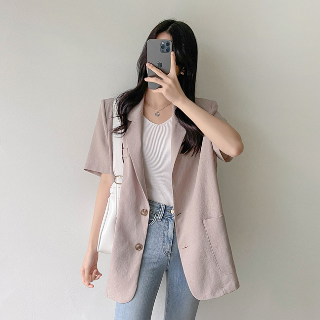 SONA | モダンシンプル半袖ジャケット | 10代・20代女性ファッション韓国通販