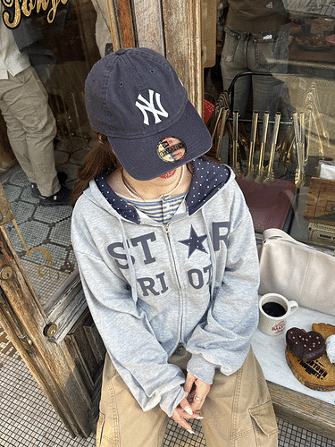 バイカラーフードダブルジップアップ