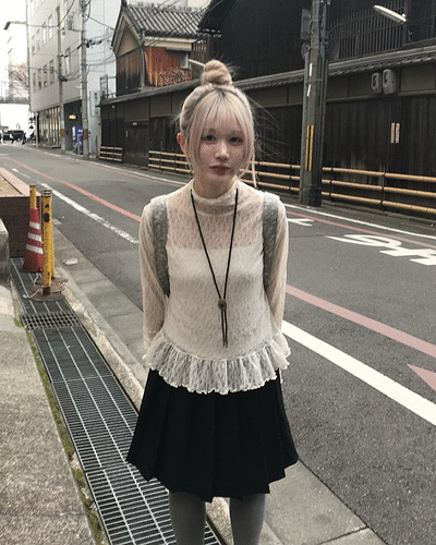 레이어드 시스루 블라우스