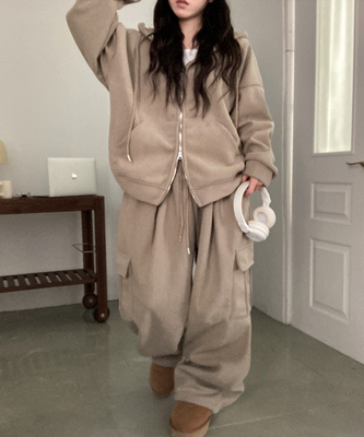 토리 남녀공용 골덴 와이드 조거 투피스 트레이닝 셋업 세트