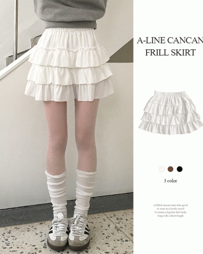 티오나 A라인 속바지 프릴 캉캉 밴딩 미니 스커트