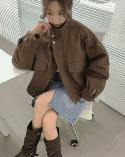 ハイネックボタンストリングジャケット