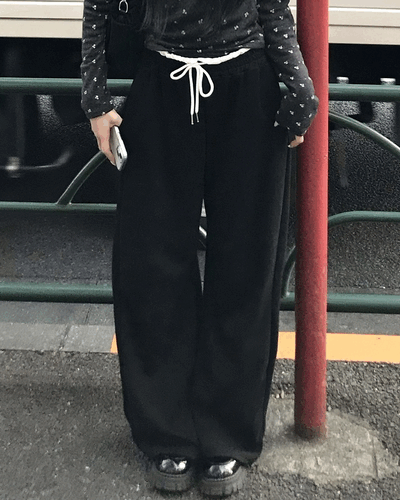 レイヤード風ワイドパンツ